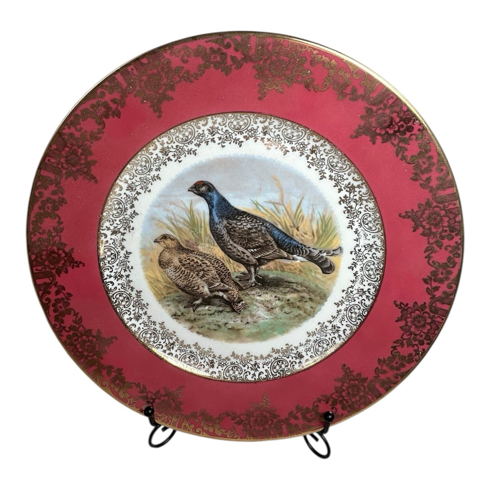 Antique Set of Two German Bavaria Pheasant Plates