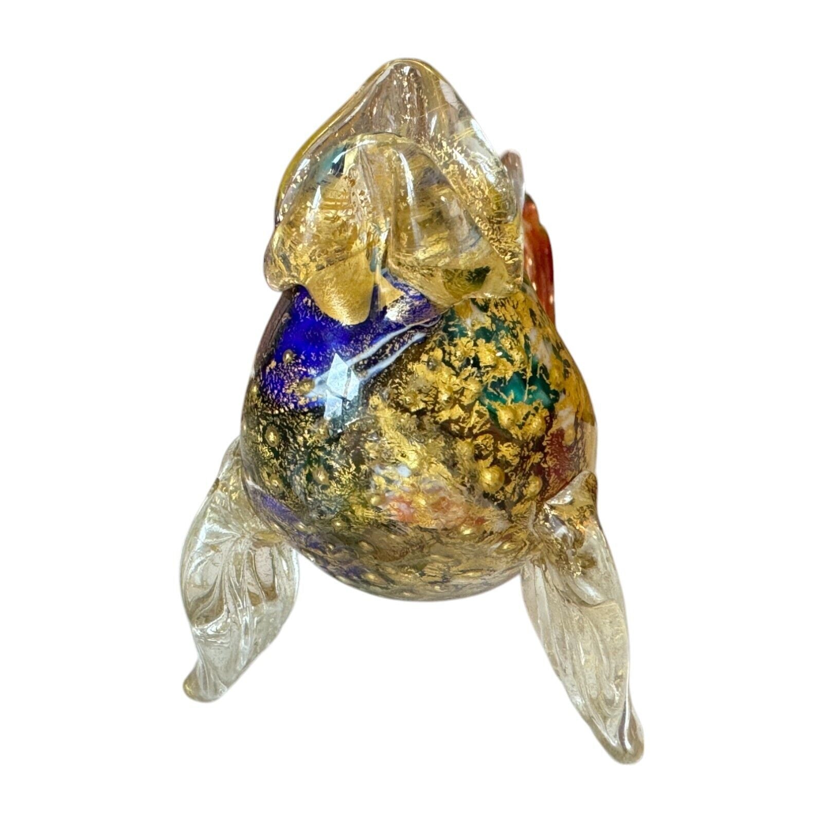 Vintage Murano Handblown Mutlicolor Gold Fleck Art Glass Fish