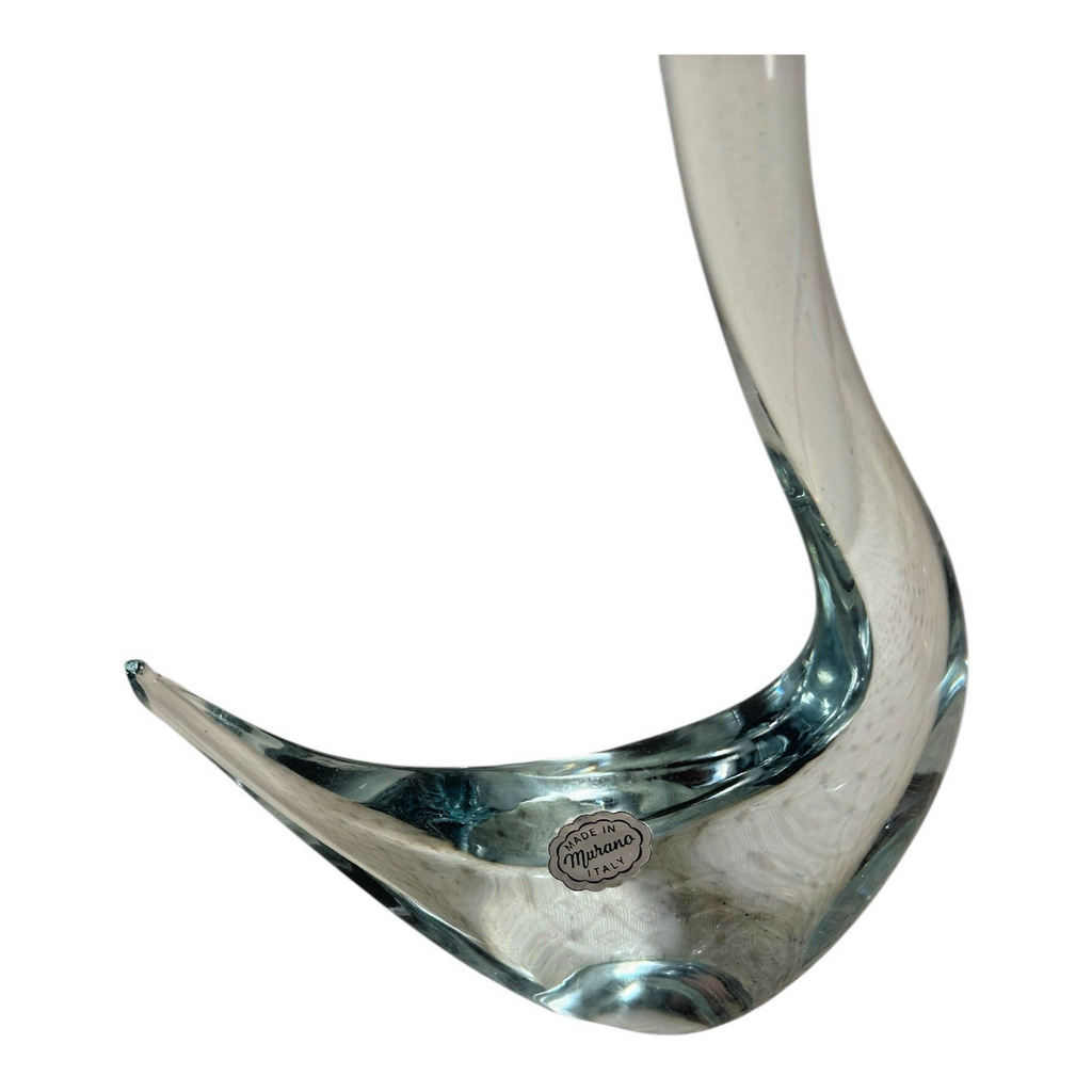 Vintage Italian Murano Art Glass Swan Bird Figurine Statue - Original Label