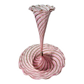 Vintage Murano Art Glass Pink Latticino Zanfirico Swirled Ruffled Trumpet Vase