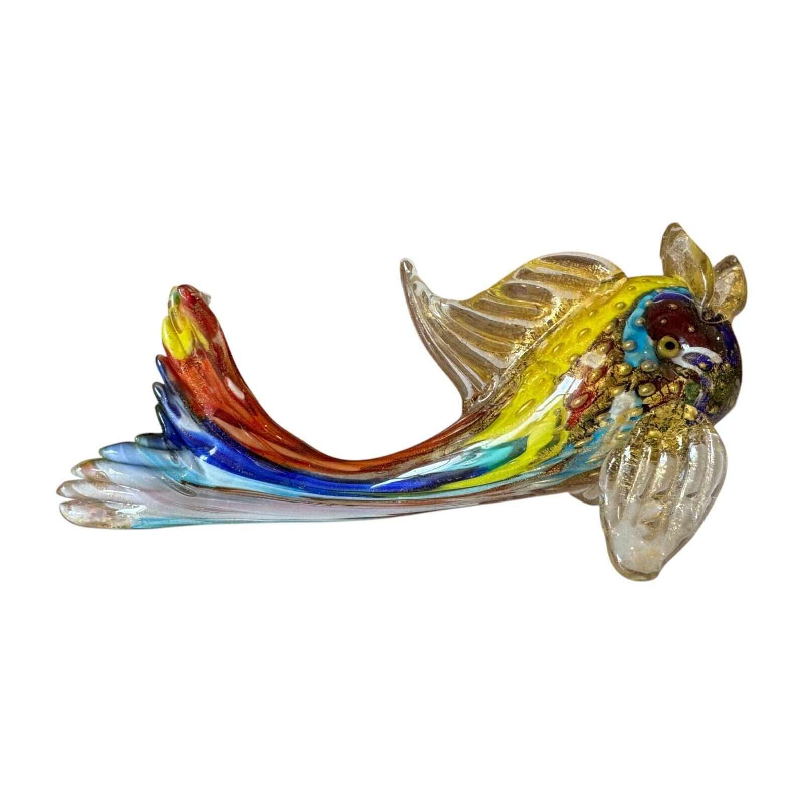 Vintage Murano Handblown Mutlicolor Gold Fleck Art Glass Fish