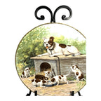 Antique TST Taylor Smith Taylor Bulldog & Puppies Portrait Plate 1929