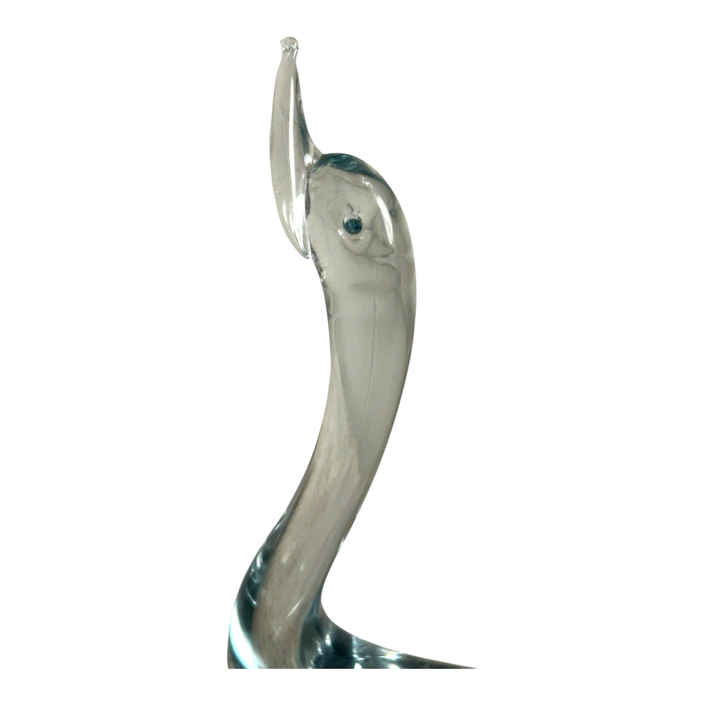 Vintage Italian Murano Art Glass Swan Bird Figurine Statue - Original Label