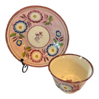 Antique Staffordshire Pink Lustre Lustreware Floral Cup & Saucer