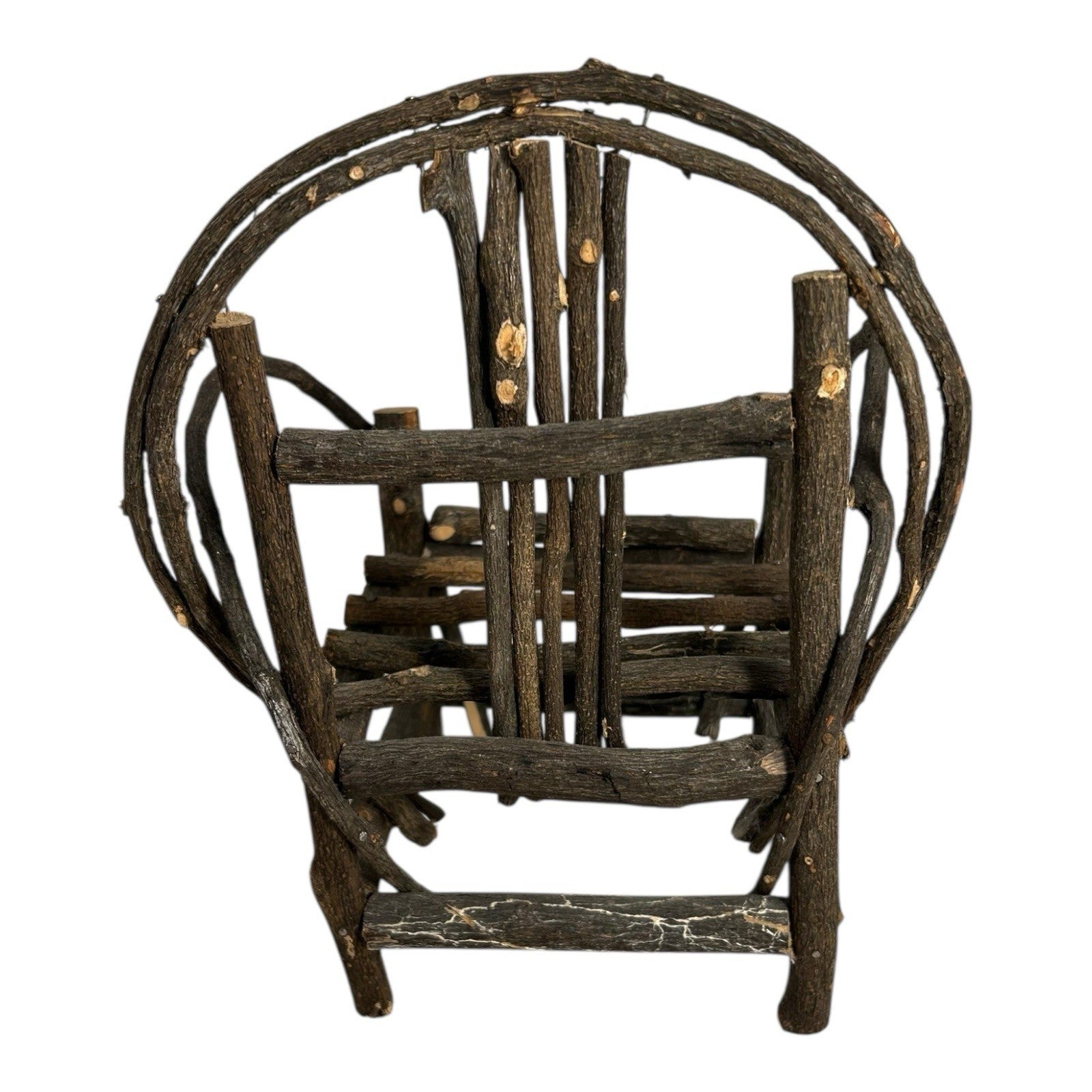 Antique Rustic Adirondack Twig Miniature Folk Art Rocking Chair