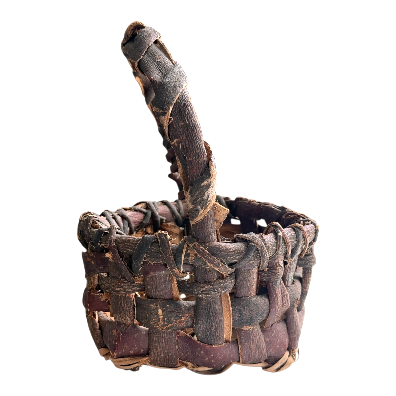 Antique Americana Primitive Birch Bark Folk Art Gathering Basket