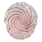 Vintage Murano Art Glass Pink Latticino Zanfirico Swirled Ruffled Trumpet Vase