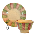 Antique Staffordshire Red and Green Striped Spatterware Spongeware Cup & Saucer
