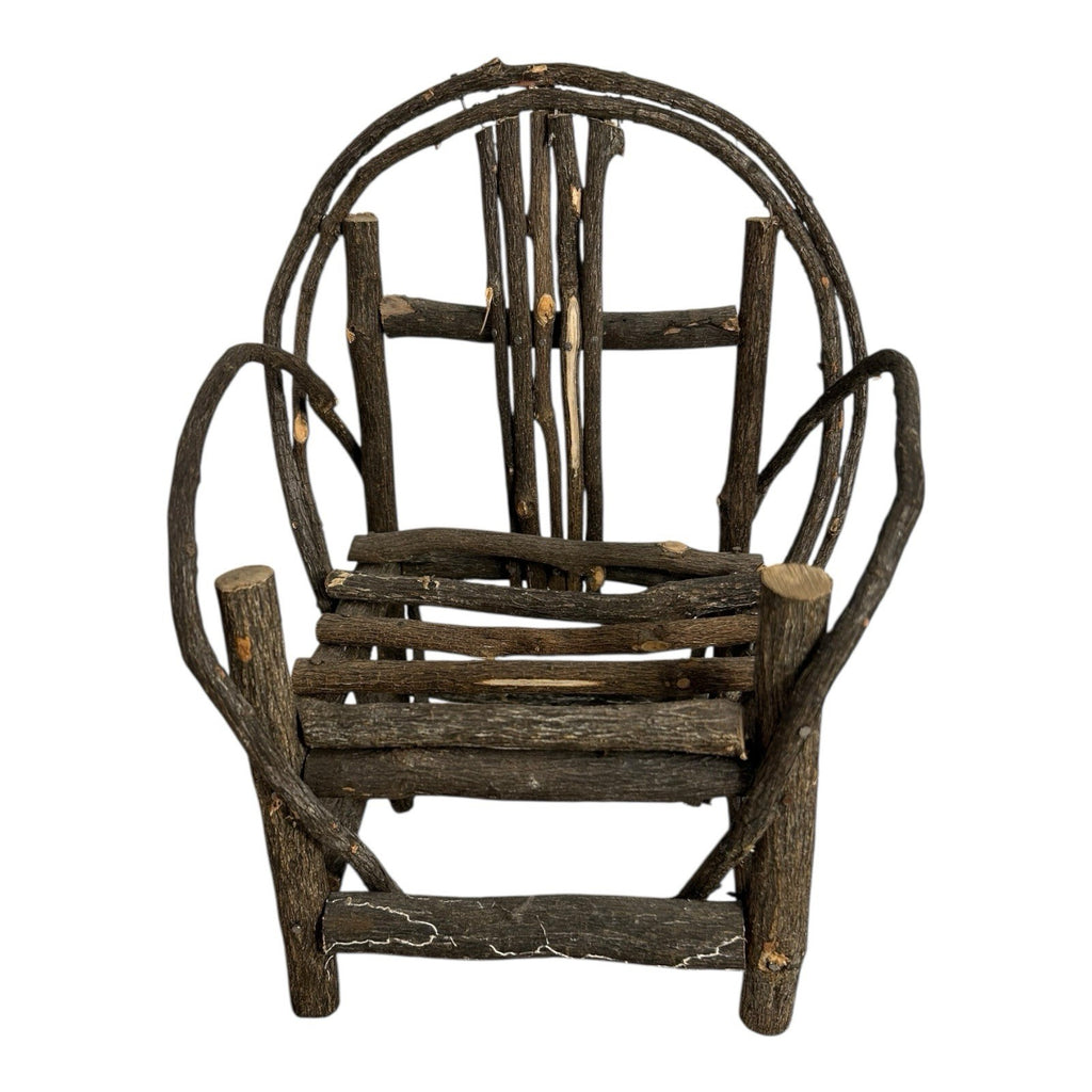 Antique Rustic Adirondack Twig Miniature Folk Art Rocking Chair