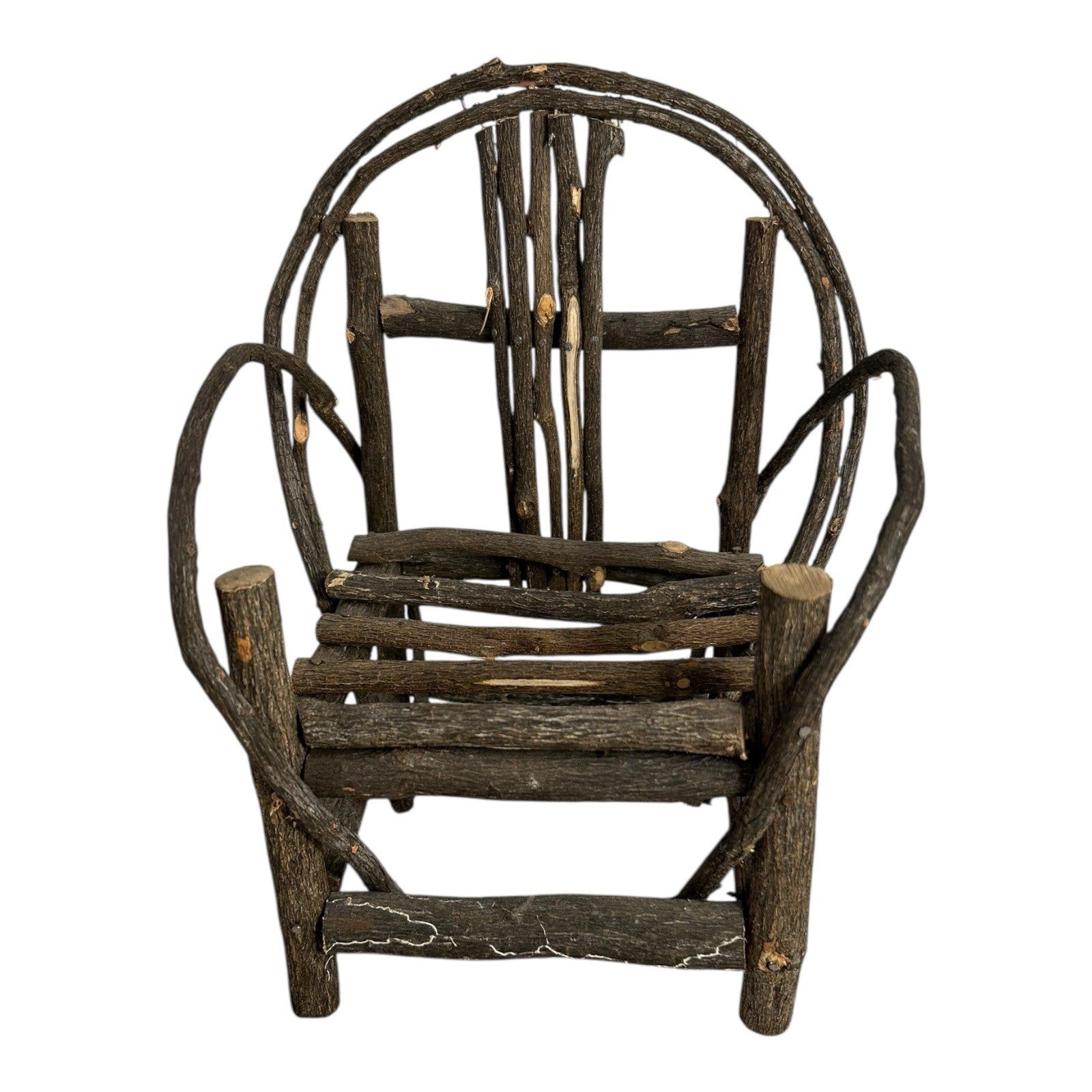 Antique Rustic Adirondack Twig Miniature Folk Art Rocking Chair
