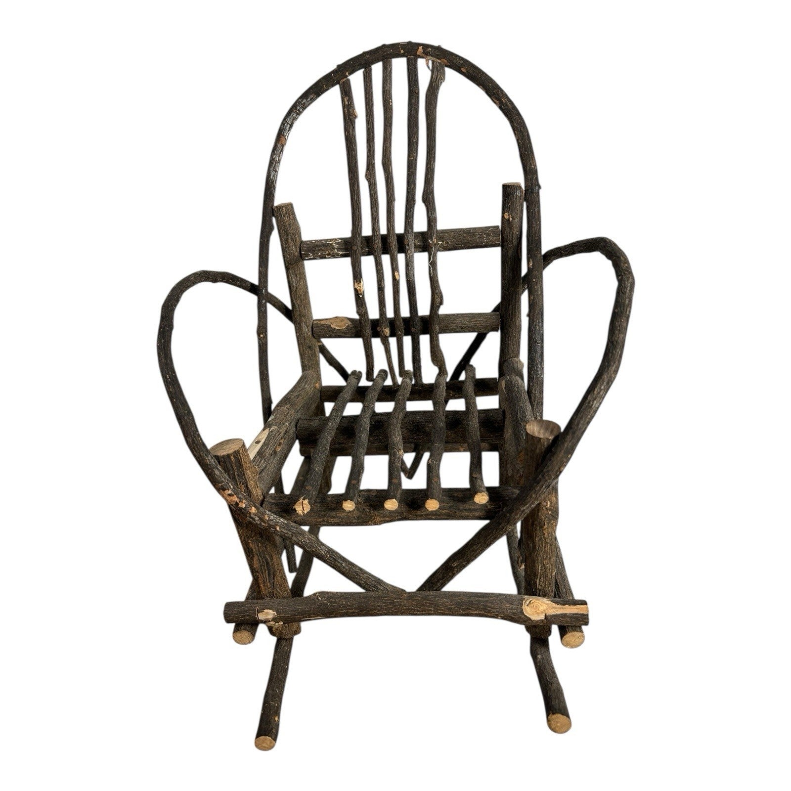 Antique Rustic Adirondack Twig Miniature Folk Art Rocking Chair