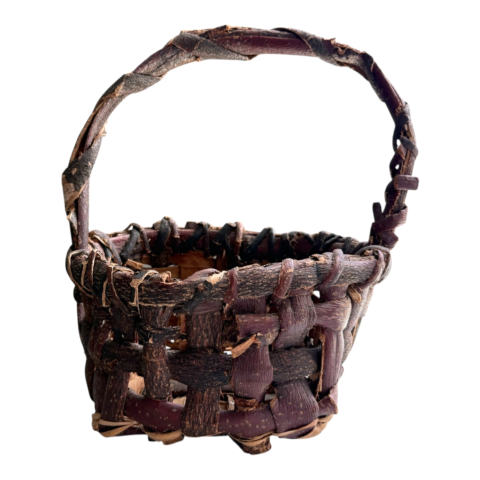Antique Americana Primitive Birch Bark Folk Art Gathering Basket