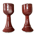 Vintage Studio Art Pottery Red Wine Chalice Glasses (Signed, Gerry Williams)