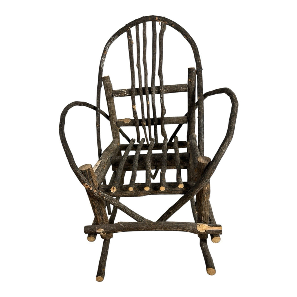 Antique Rustic Adirondack Twig Miniature Folk Art Rocking Chair
