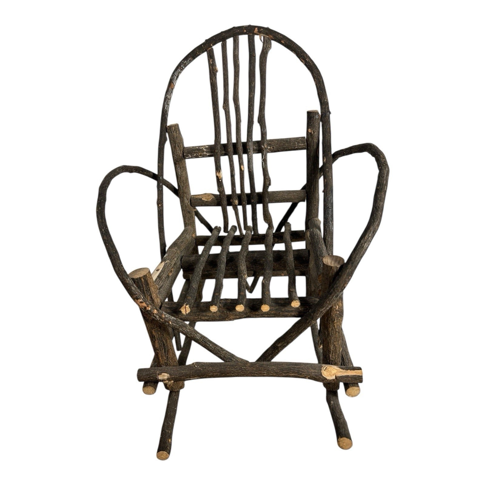 Antique Rustic Adirondack Twig Miniature Folk Art Rocking Chair