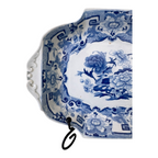Antique Victorian Ironstone Blue Transferware Serving Dish with Pheasant