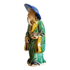 Antique Green Glazed Chinese Export Pottery Mudman Fisherman Figurine