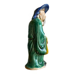 Antique Green Glazed Chinese Export Pottery Mudman Fisherman Figurine