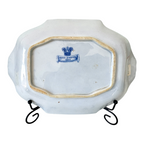 Antique Victorian Ironstone Blue Transferware Serving Dish with Pheasant