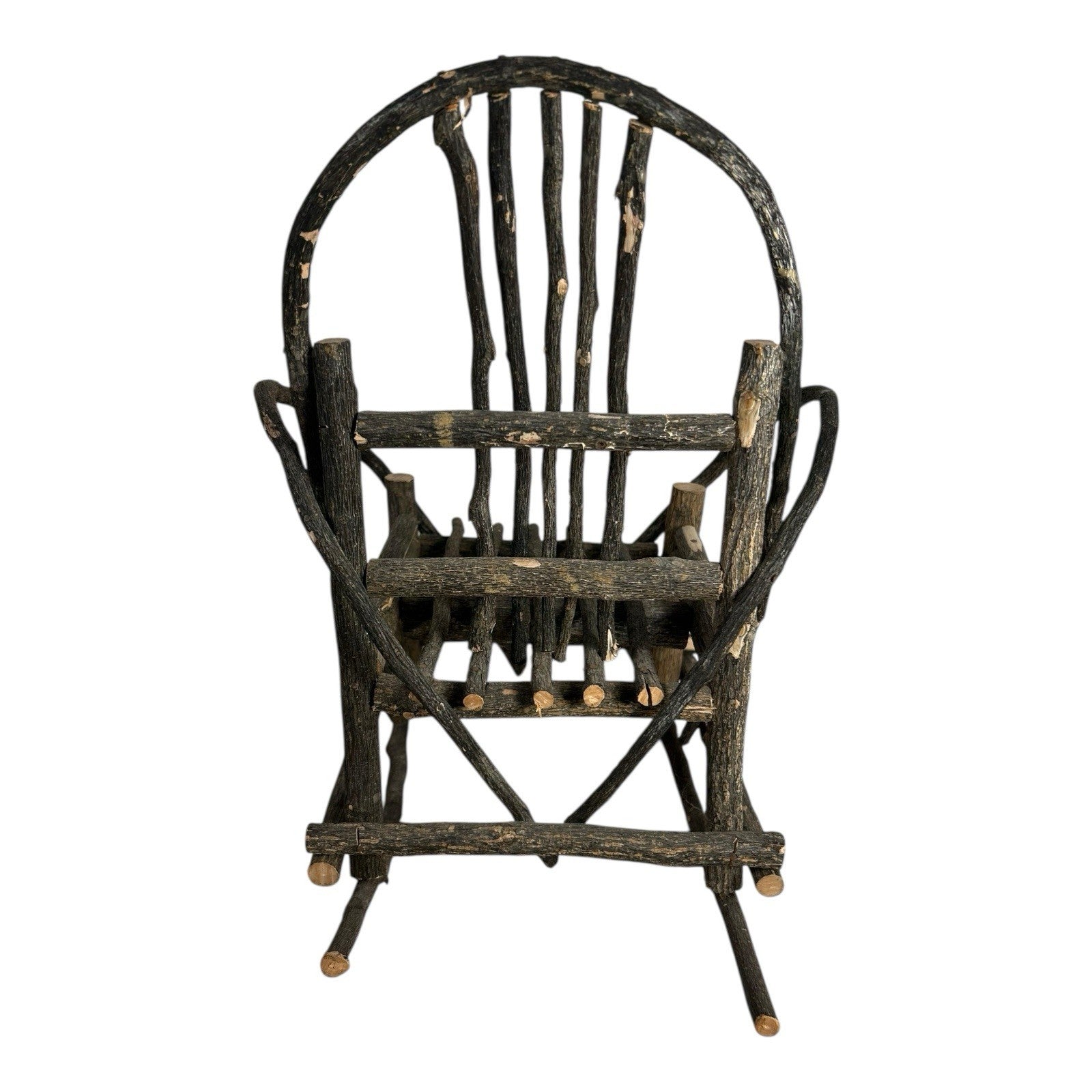 Antique Rustic Adirondack Twig Miniature Folk Art Rocking Chair
