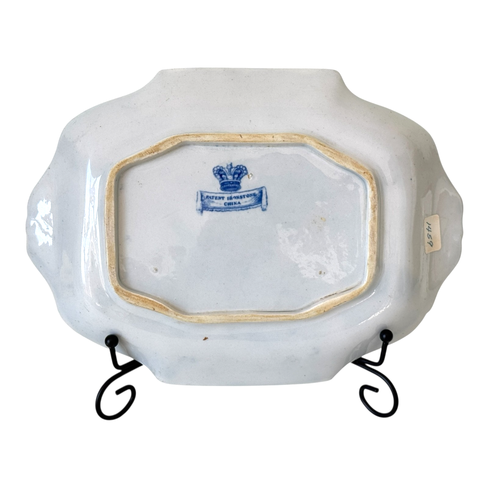 Antique Victorian Ironstone Blue Transferware Serving Dish with Pheasant
