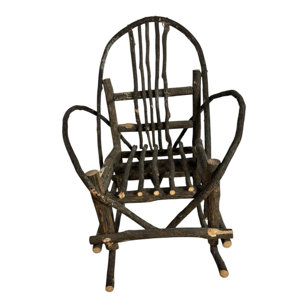 Antique Rustic Adirondack Twig Miniature Folk Art Rocking Chair