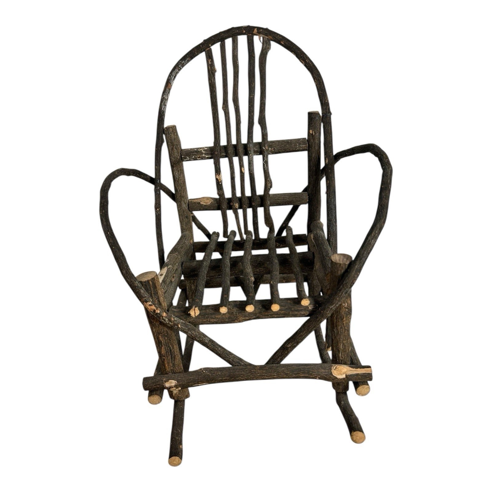 Antique Rustic Adirondack Twig Miniature Folk Art Rocking Chair