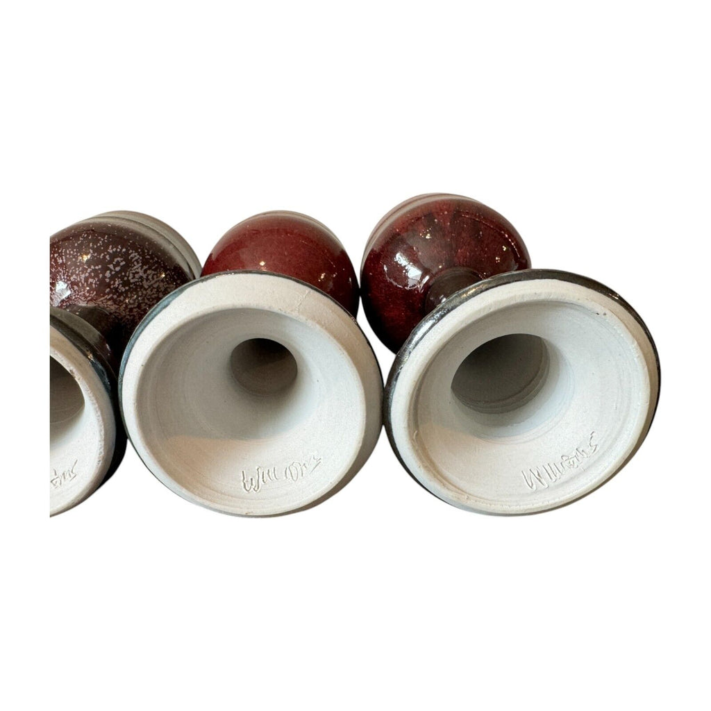 Vintage Set of 4 Signed Gerry Williams Studio Pottery Chalice Goblets -Red Glaze