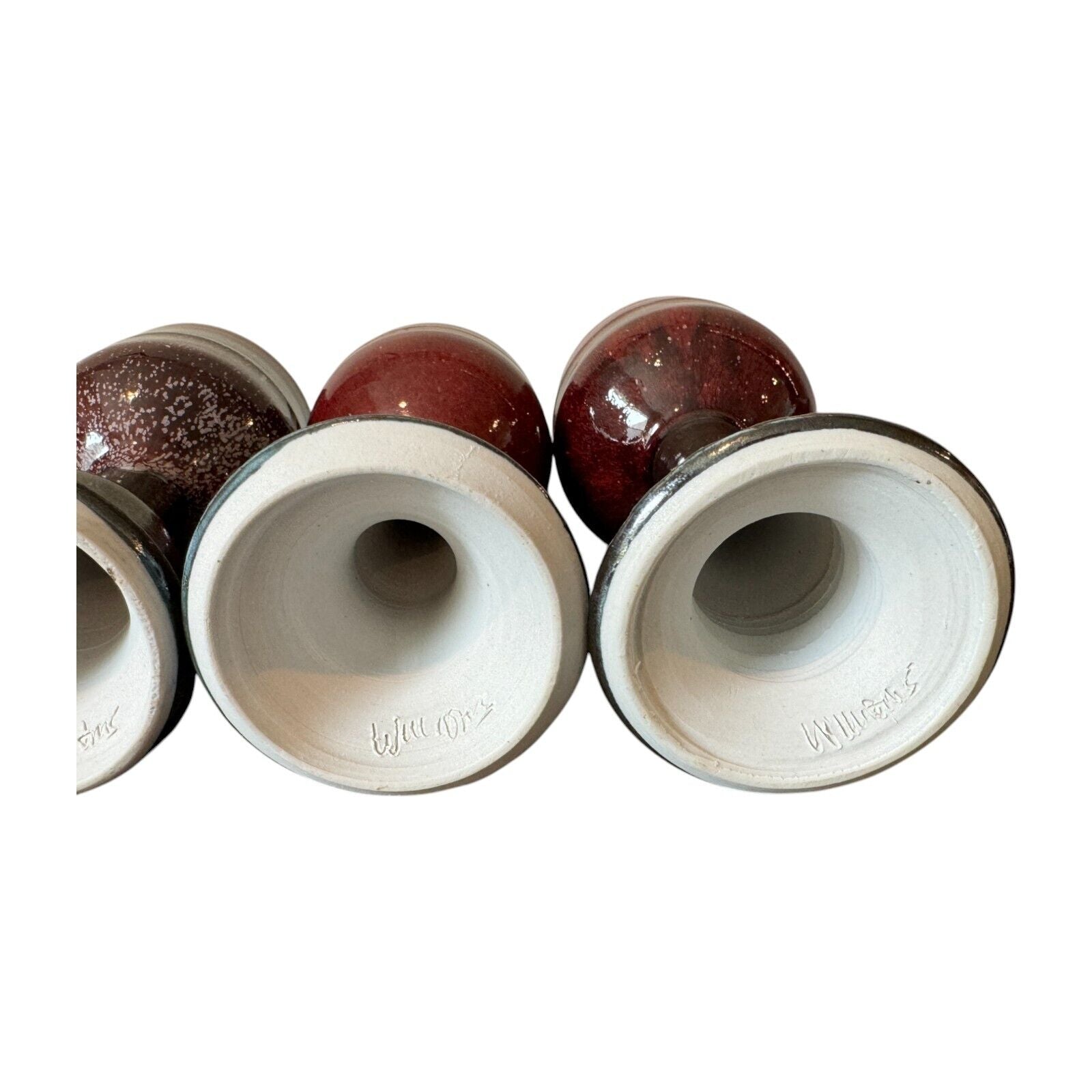 Vintage Set of 4 Signed Gerry Williams Studio Pottery Chalice Goblets -Red Glaze
