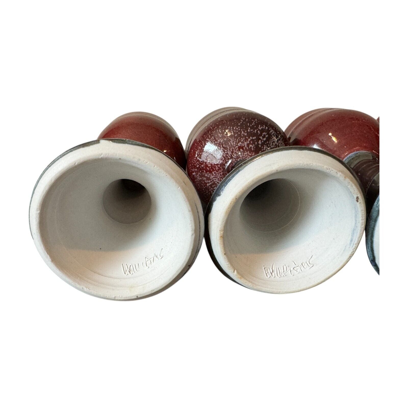 Vintage Set of 4 Signed Gerry Williams Studio Pottery Chalice Goblets -Red Glaze