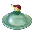 Antique Bohemian Opaline Art Glass Lidded Jar with Fruit Finial — Attr. Kralik