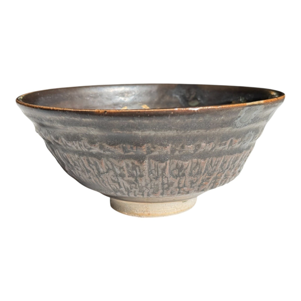 Vintage Studio Art Pottery Metallic Wabi Sabi Matcha Tea Bowl - Gold Interior