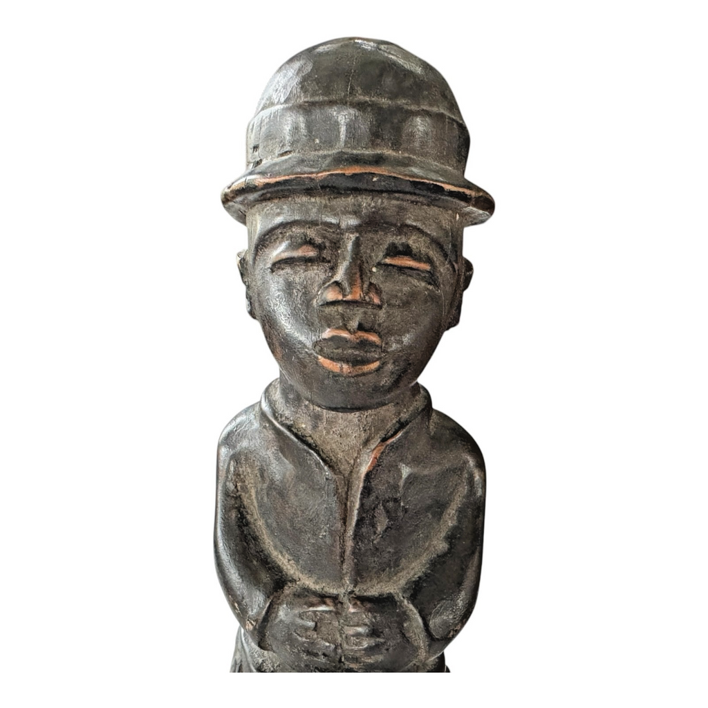Antique Baule Folk Art Wood Carved Figure - Ivory Coast Colonial Era African Art