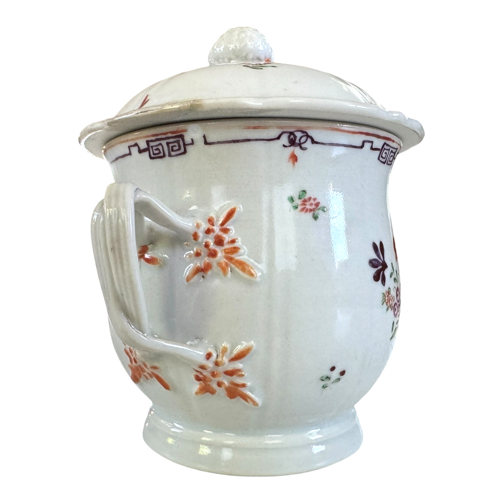 Antique Chinese Export Porcelain Decorative Floral Covered Jar with Berry Finial