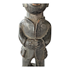 Antique Baule Folk Art Wood Carved Figure - Ivory Coast Colonial Era African Art