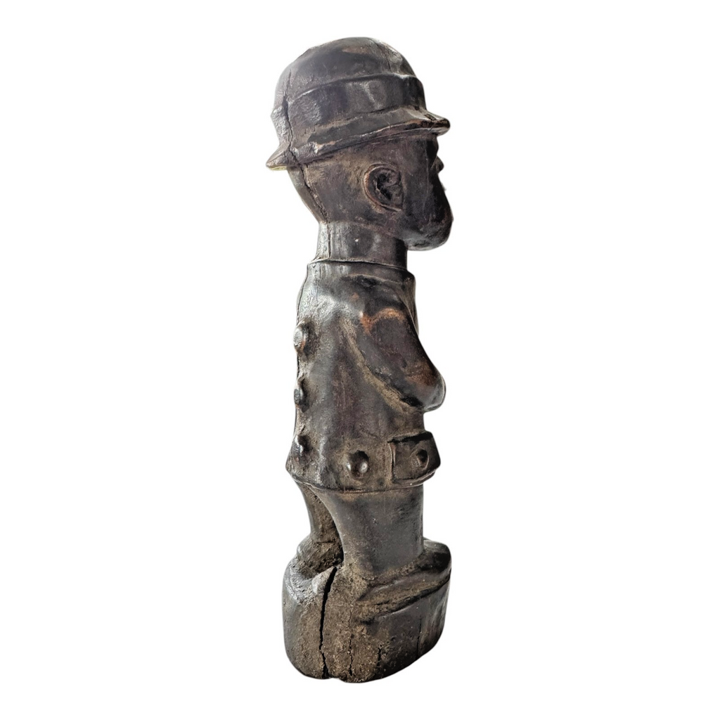 Antique Baule Folk Art Wood Carved Figure - Ivory Coast Colonial Era African Art