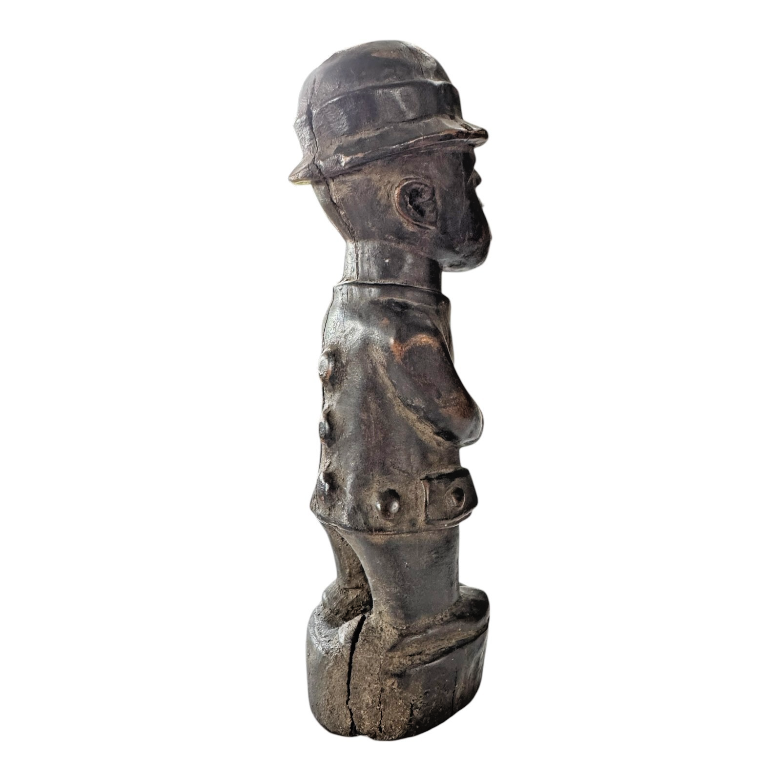 Antique Baule Folk Art Wood Carved Figure - Ivory Coast Colonial Era African Art