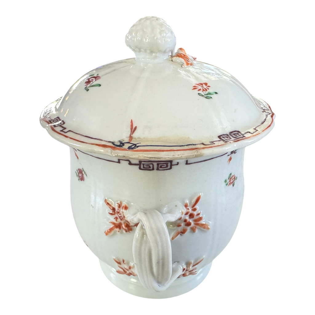 Antique Chinese Export Porcelain Decorative Floral Covered Jar with Berry Finial