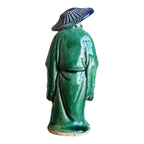 Antique Chinese Export Green Glazed Pottery Fisherman Mudman Figure