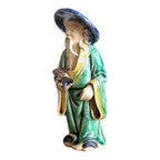 Antique Chinese Export Green Glazed Pottery Fisherman Mudman Figure