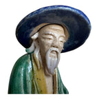 Antique Chinese Export Green Glazed Pottery Fisherman Mudman Figure