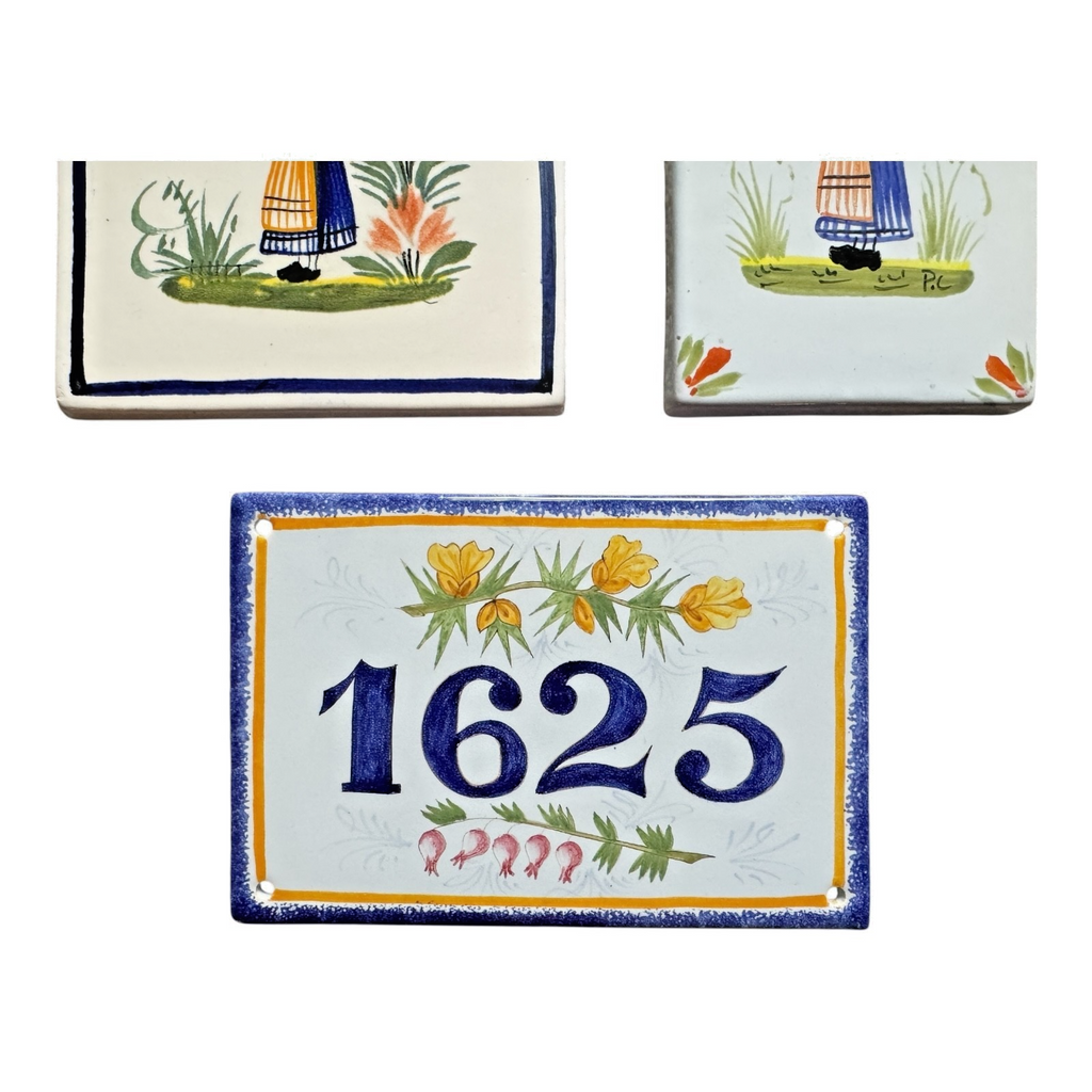 Vintage Quimper Faience Breton Tiles - Wall Plaque, House Number & Calendar Lot