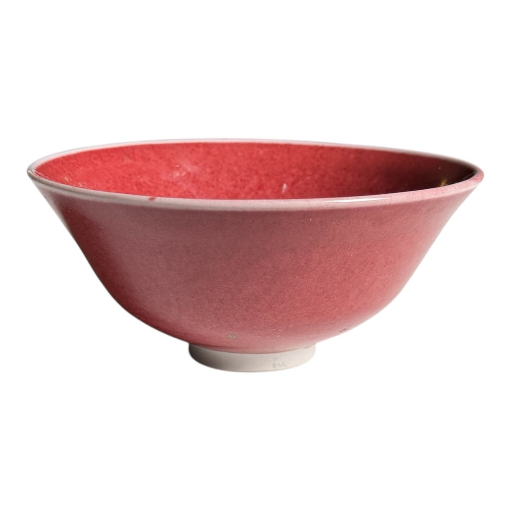 Vintage Studio Art Pottery Red Oxblood Glaze Chawan Matcha Tea Bowl