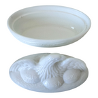 Vintage American Hen Milk Glass Covered Dish or Trinket Box