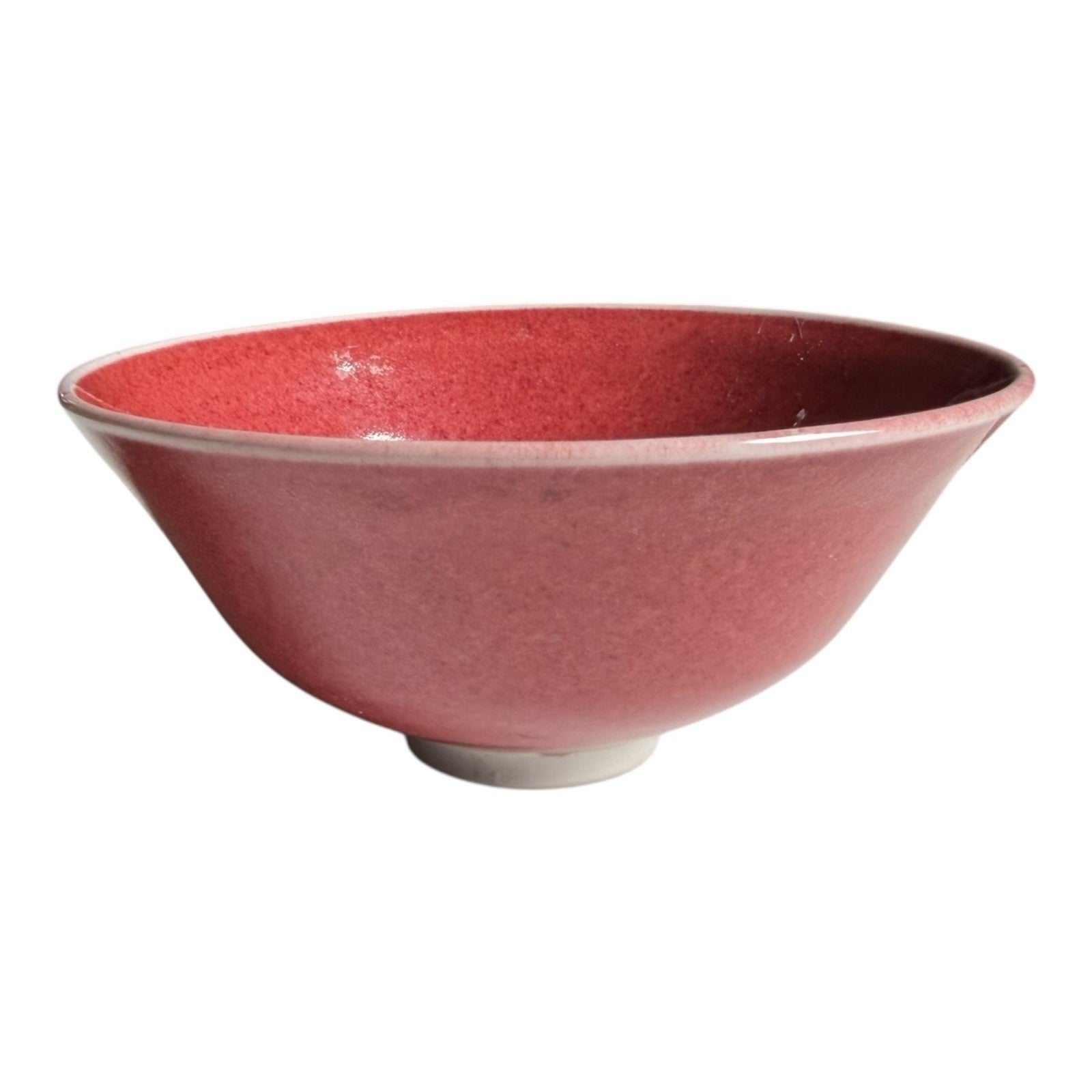 Vintage Studio Art Pottery Red Oxblood Glaze Chawan Matcha Tea Bowl