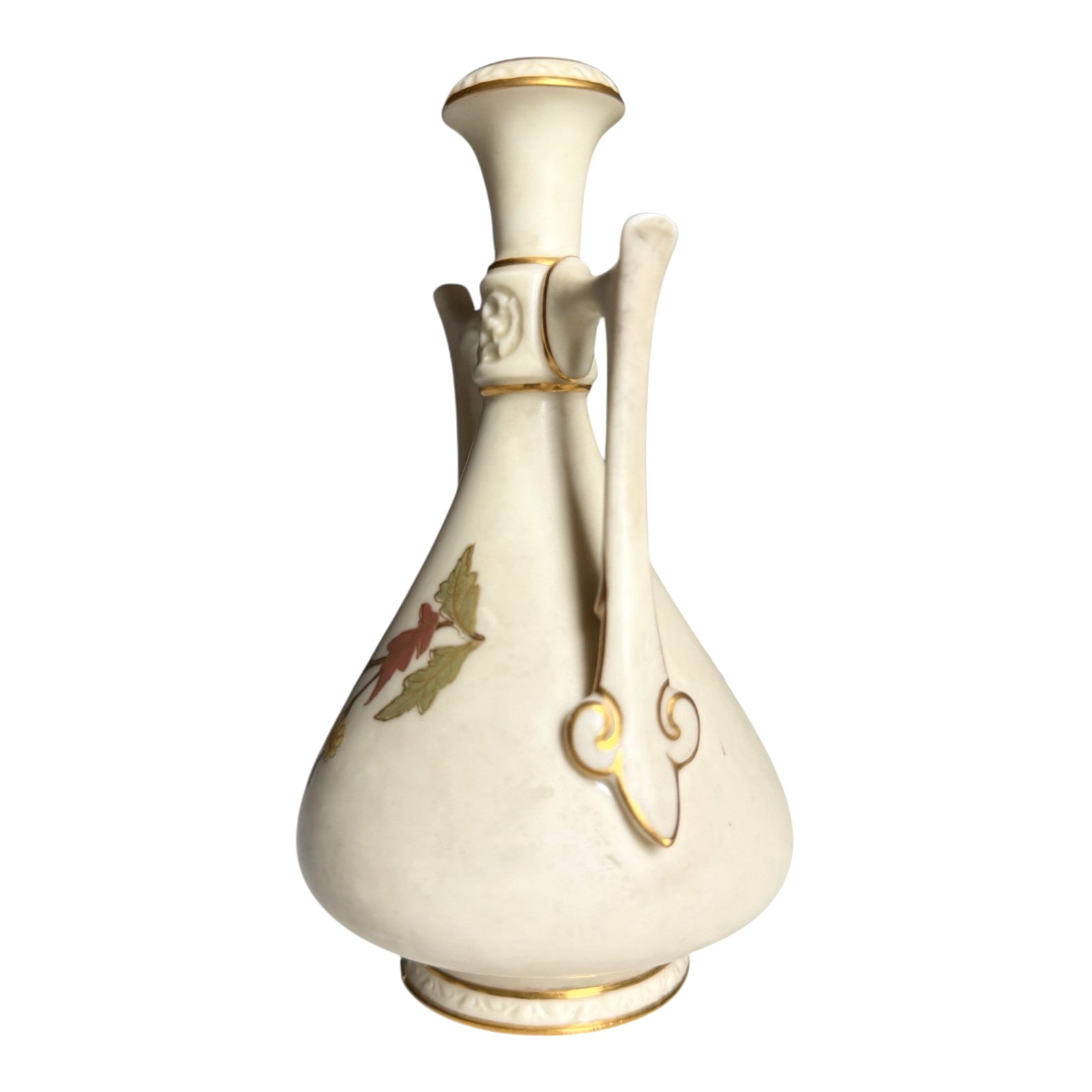 Antique Royal Worcester Art Nouveau Double Handled Floral Vase
