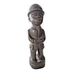 Antique Baule Folk Art Wood Carved Figure - Ivory Coast Colonial Era African Art