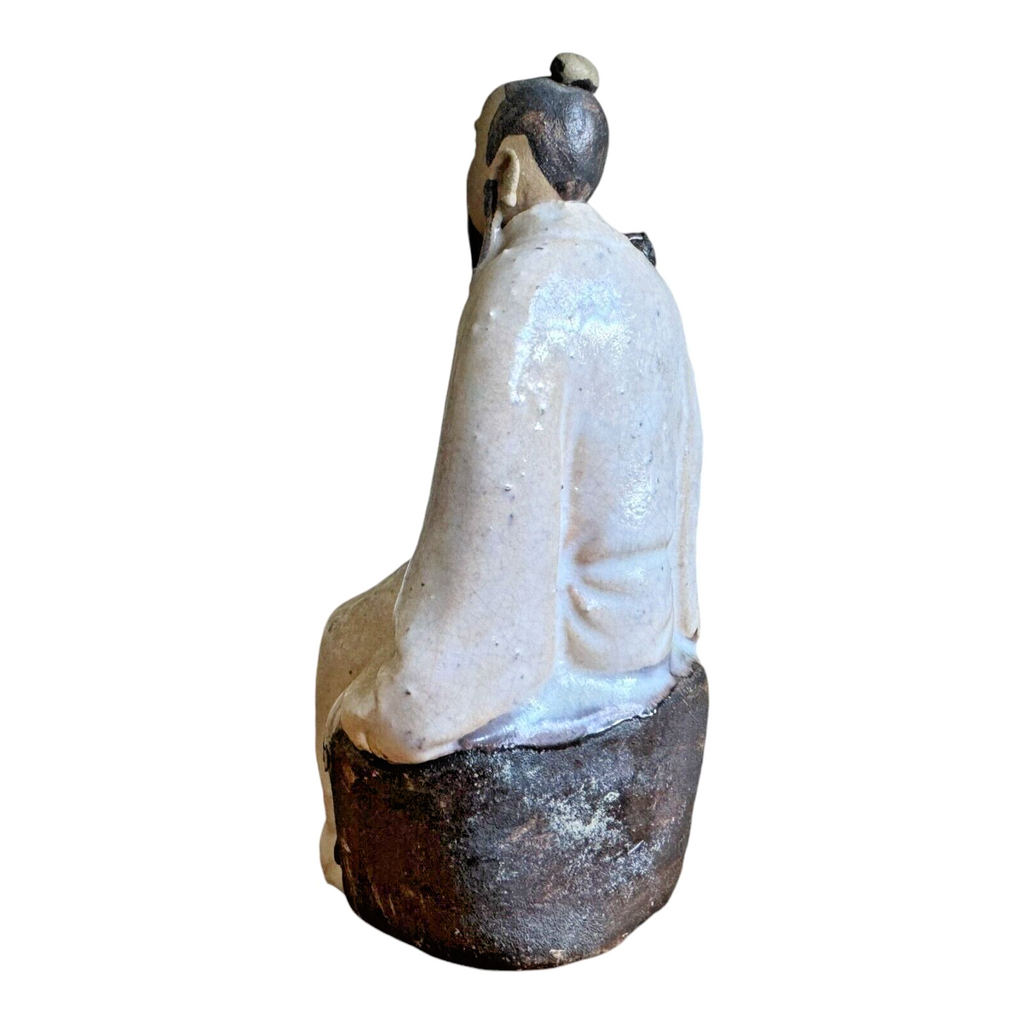 Antique Chinese Export Mudman Scholar Figurine - Seated with Sword