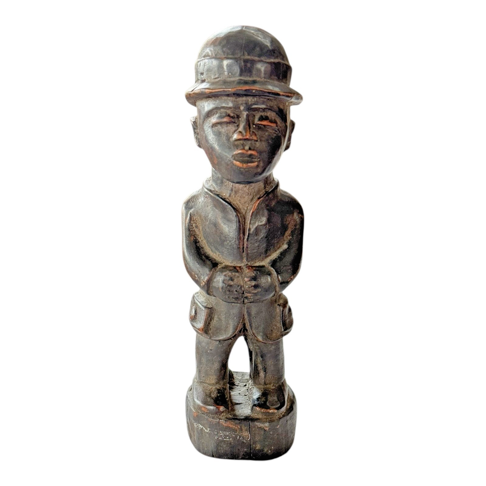 Antique Baule Folk Art Wood Carved Figure - Ivory Coast Colonial Era African Art