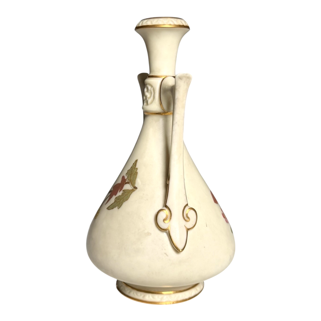 Antique Royal Worcester Art Nouveau Double Handled Floral Vase